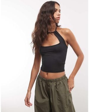 Collusion Top Halter Con Abertura En - Negro