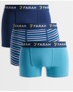 Farah Izimir 3 Pack Jacquard Logo Boxer Shorts - Blue