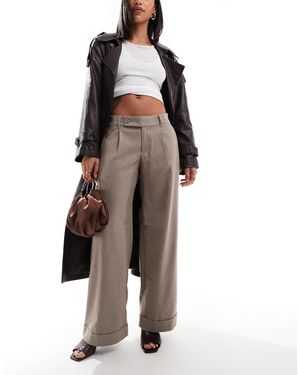 Hollister Tailored Wide Leg Trouser - Brown