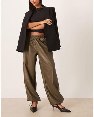 Gina Tricot Pu Balloon Fit Pants - Green