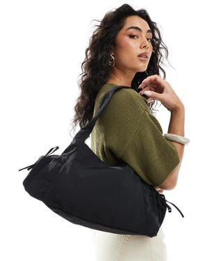 Monki Slouchy Tote Bag With Tie Pockets - Blue