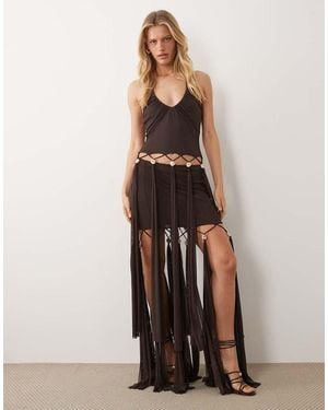 ASOS Beaded Fringe Mini Skirt - White