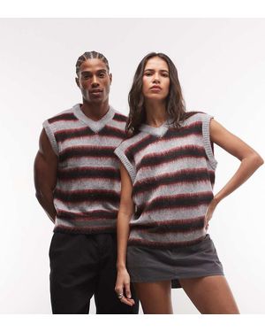Collusion Gestreepte Fluffy Knit Hemdje - Zwart