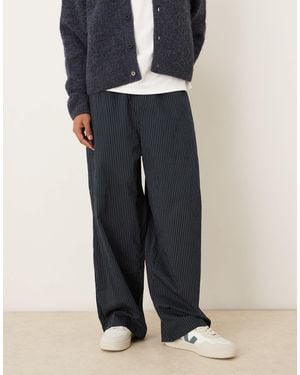 ASOS Oversized Baggy Pull On Pinstripe Pants - White
