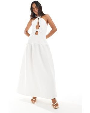 4th & Reckless Maxi-Jurk Met Halternek, Uitsnijding, Geknoopt Detail En Verlaagde Taille - Wit