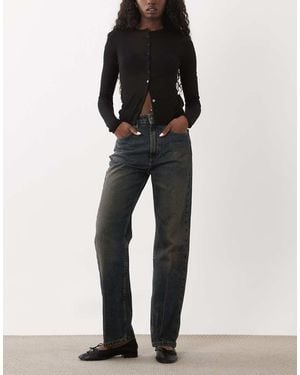 Mango Tere Jeans Slim Lavaggio Slavato - Nero