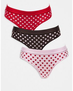 Brave Soul 3 Pack Hipster Heart Print Briefs - Pink
