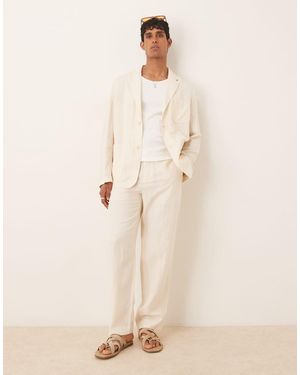 Mango Linen Mix Straight Leg Trouser Co-ord - Natural