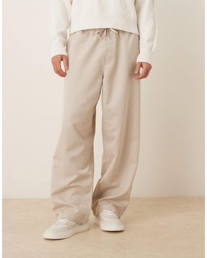 ASOS Pantalon droit large à taille élastique - sable - Neutre