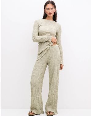 Pull&Bear Textured Wide Leg Trouser Co-ord Co-ord - Natural