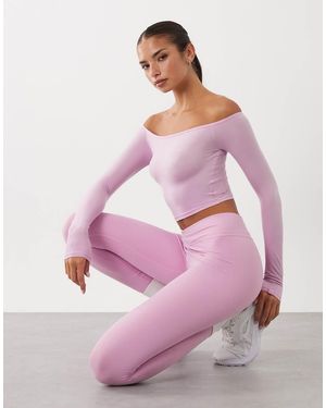 BO+TEE Bo+tee Off Shoulder Long Sleeve Sheer Top - Pink