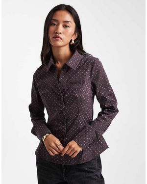 Miss Selfridge Poplin Fitted Shirt - Brown