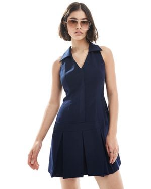 Miss Selfridge Tailored Halter Neck Mini Dress - Blue