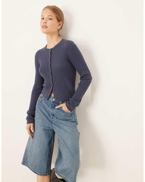 Cotton On Cotton Crew Neck Cardigan - Blue