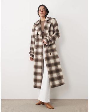 4th & Reckless Exklusiver longline-trenchcoat mit gürtel - Natur