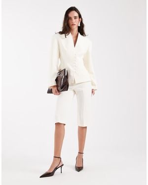 ASOS Tailored Button Detail Capri Trousers - White