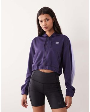 New Balance Sudadera Morada Con Cremallera De Tejido Entrelazado De - Azul