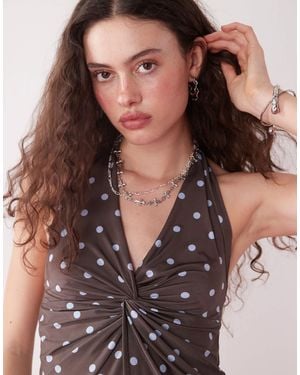 Collusion Polka Dot Halter Top - Brown