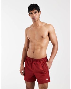 Fred Perry F Perry Drawstring Logo Swim Shorts - Red
