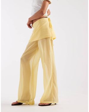 Motel Eluna Skirt Overlay Chiffon Trouser - Yellow