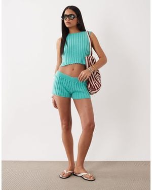 Kiwi & Co Ribbed Knit Micro Shorts - Red