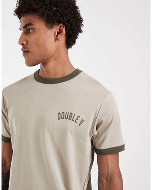 DOUBLE A by WOOD WOOD 100% Cotton Parker Ringer T-shirt - Multicolour