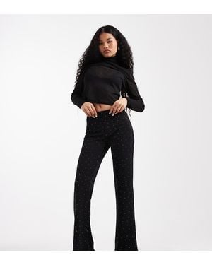 Only Petite Rhinestone Flare Trousers - Black