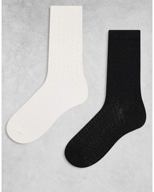 Monki 2 Pack Pointelle Ankle Socks - Black