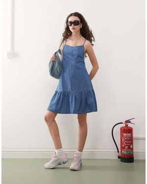 Collusion Denim Tie Up Backless Mini Dress - Blue