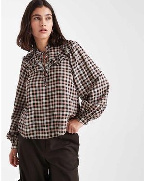 New Look Check Frill Blouse - Red