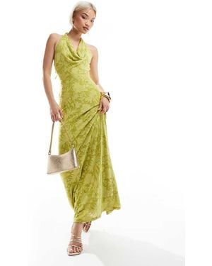 New Look Jacquard Halter Midi Dress - Green