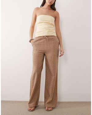 Threadbare Broek Met Elastische Taille En Ginghamruit - Naturel