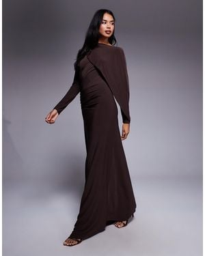 DASKA Slinky Cape Detail Maxi Dress - Blue