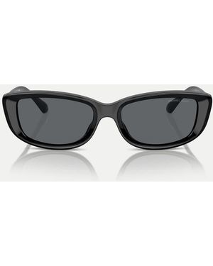 Michael Kors Asheville Occhiali Da Sole Rettangolari Neri Con Lenti Grigie - Nero