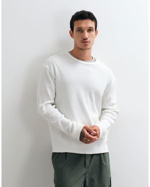 Weekday Waffle Long Sleeve T-shirt - White