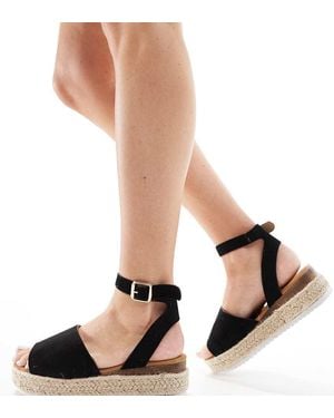 Truffle Collection Alpargatas Negras Con Plataforma Plana De Wide Fit - Neutro