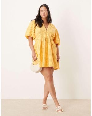 Nobody's Child Starlight Puff Sleeve Mini Dress - Yellow