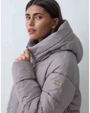 Barbour Brantley Gingham Check Hooded Puffer Jacket - Grey