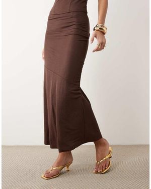 ASOS Linen Look Bias Maxi Skirt - Brown