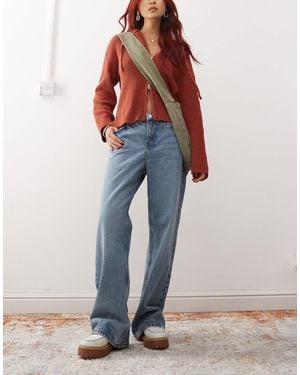Monki Naoki Low Rise Loose Fit Jeans - Blue