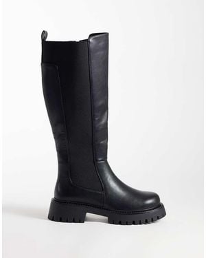 SIMMI Simmi London Wide Fit Carlton Chunky Pull On Knee Boots - Black