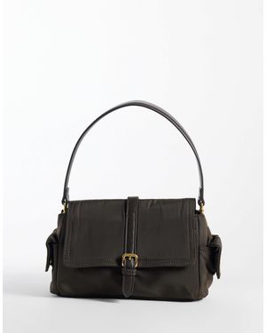 Mango Schultertasche mit schnallendetail - Schwarz