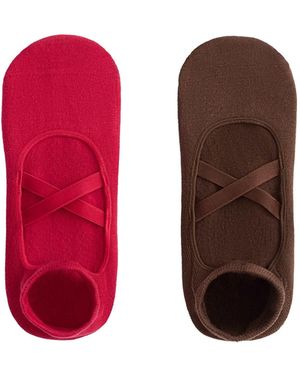 Oysho 2 paar sneaker-socken aus baumwollmix für yoga und pilates mit überkreuzten riemchen - Rot