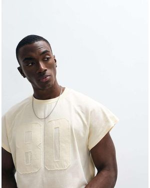 ASOS Boxy Relaxed T-shirt With 80 Applique - Natural