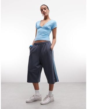Collusion Sports Stripe Baggy Longline Jersey Shorts - Blue