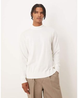 ASOS Relaxed Long Sleeve Knitted Turtle Neck T-Shirt - White