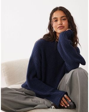 Abercrombie & Fitch – lockerer strickpullover - Blau