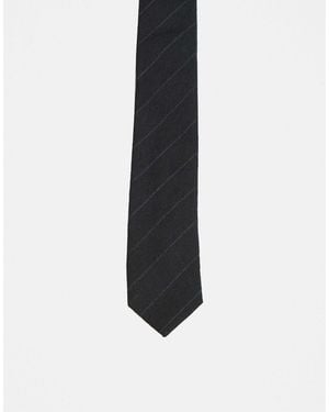 Mango Wool Mix Striped Neck Tie - White