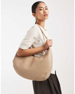 PASQ Scoop Top Shoulder Bag With Crossbody Strap - Natural