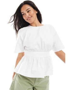 ASOS Tie Waist Open Back Blouse - White